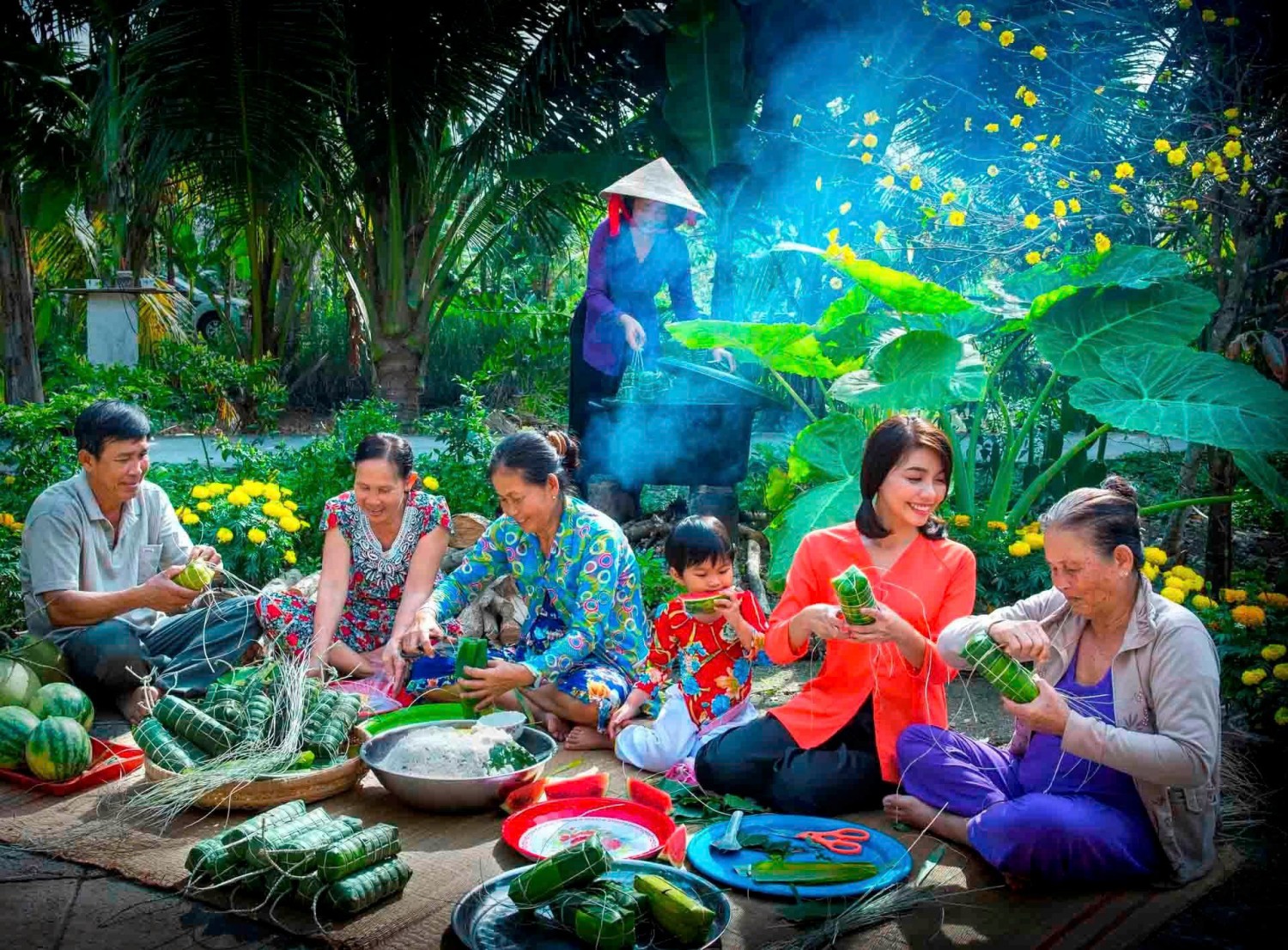 gói bánh ngày tết ở miền tây