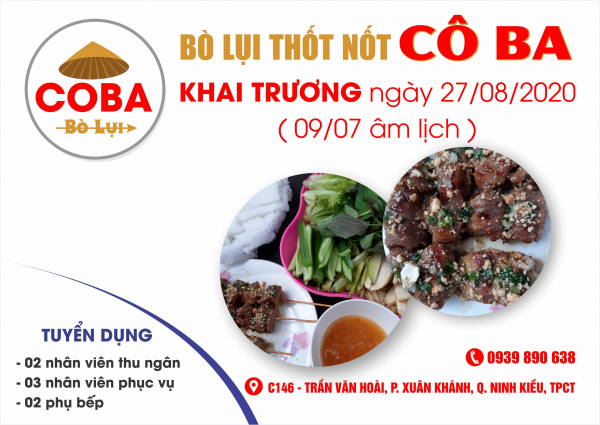 Bò Lụi Thốt Nốt CÔ BA - THÔNG BÁO TUYỂN DỤNG