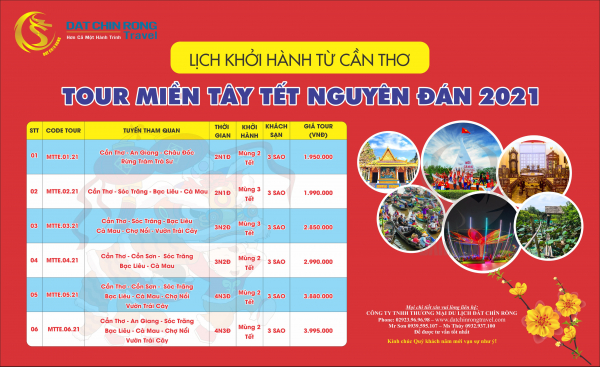 LỊCH KHỞI HÀNH TOUR MIỀN TÂY TẾT NGUYÊN ĐÁN 2021