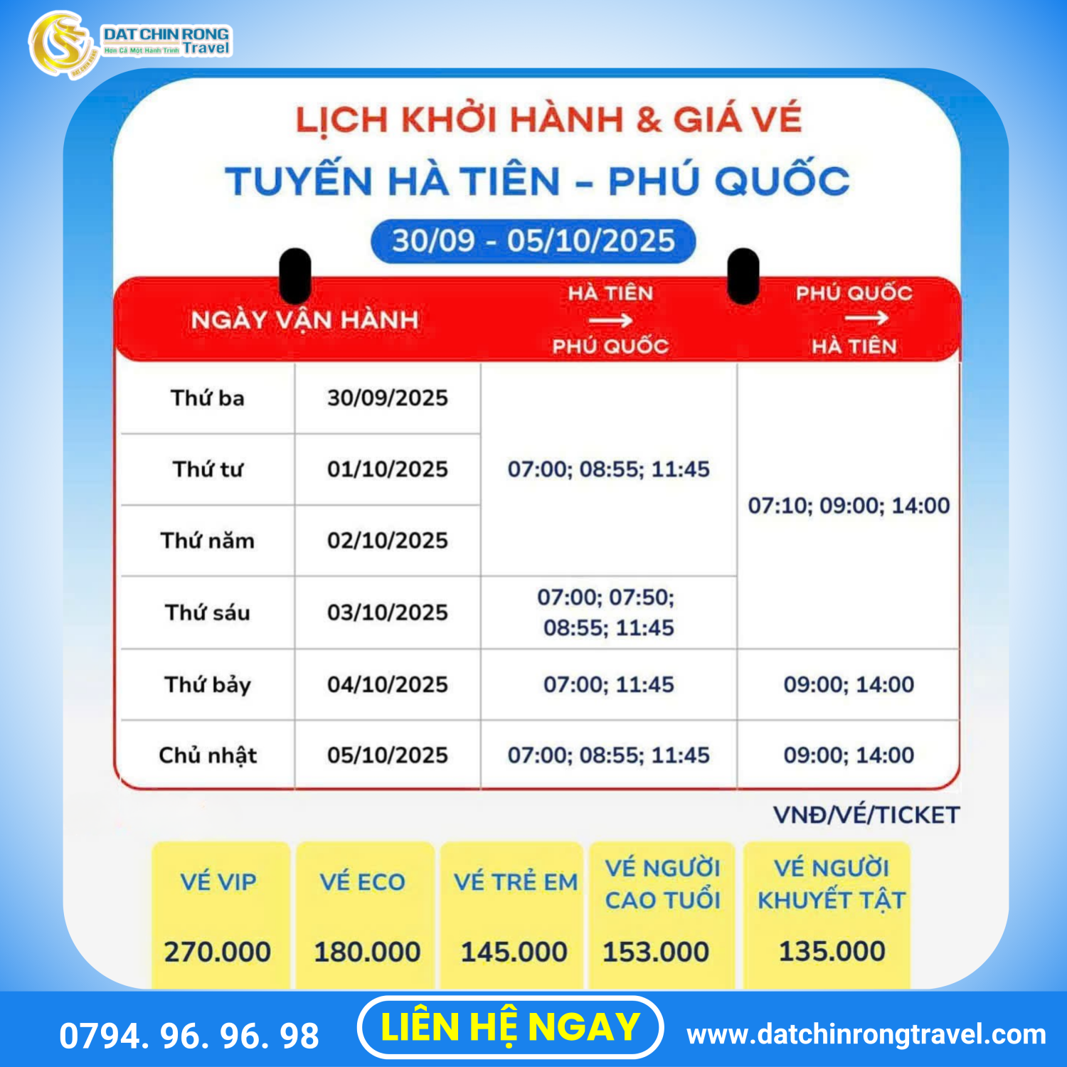 Tuyến Hà Tiên – Phú Quốc (30/09 – 05/10/2025)