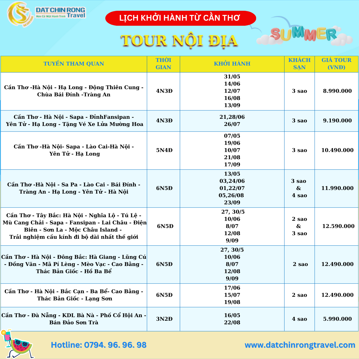 Tour nội địa khởi hành từ cần thơ