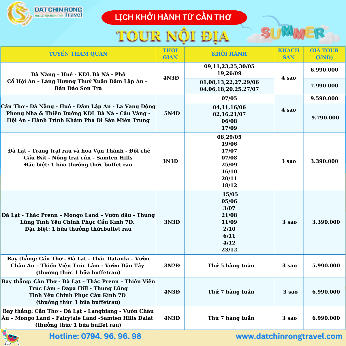 Tour nội địa khởi hành từ cần thơ