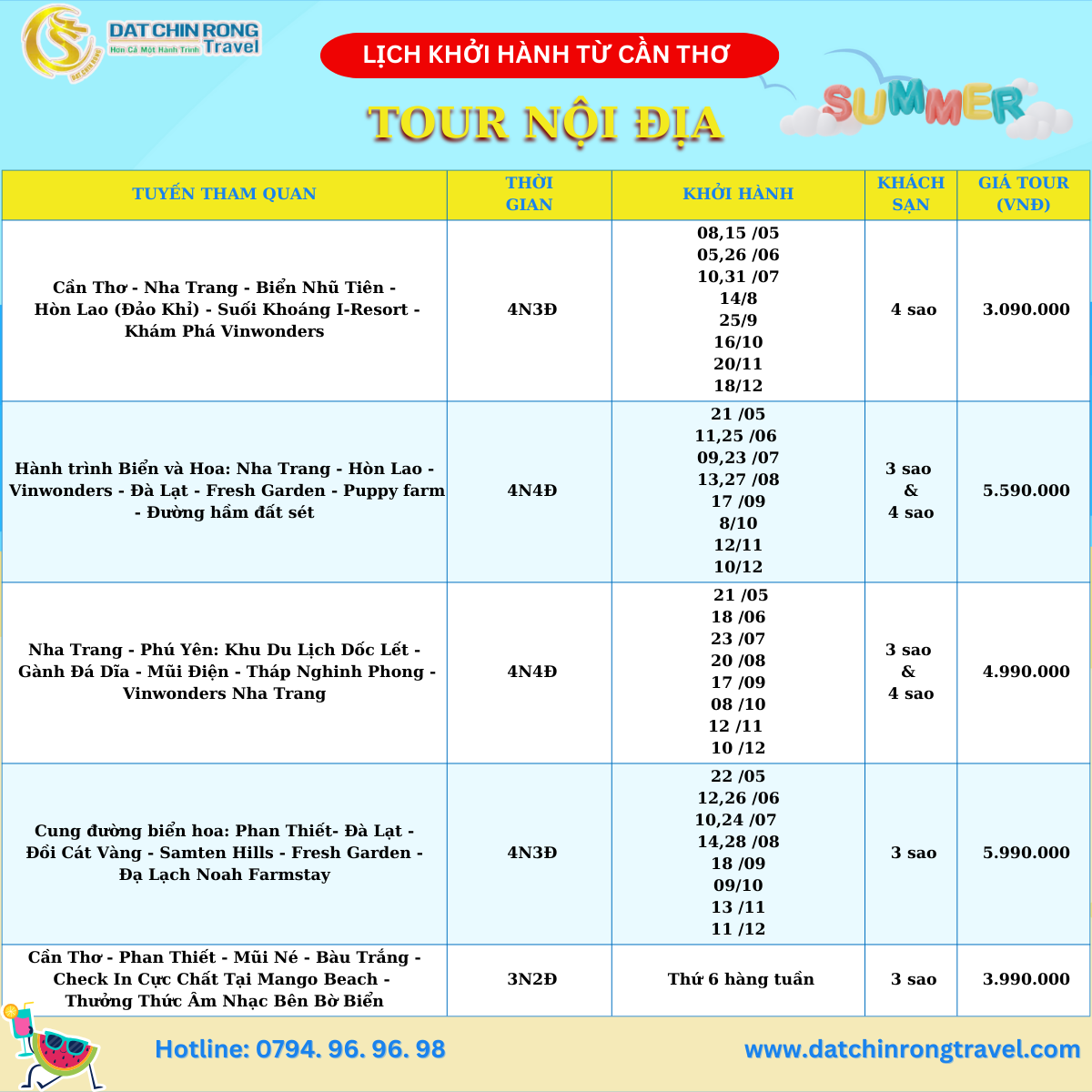 Tour nội địa khởi hành từ cần thơ