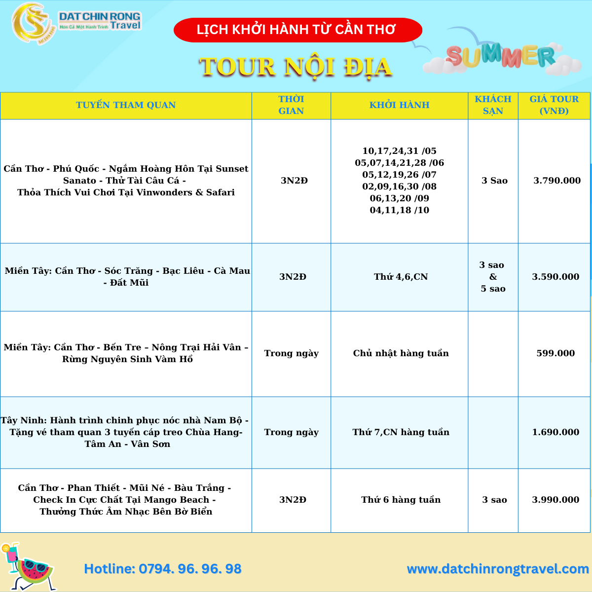 Tour nội địa khởi hành từ cần thơ